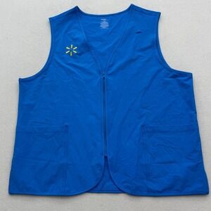 Walmart‎ Associate Vest Blue XL Zippered Pockets Embroidered Logo Uniform